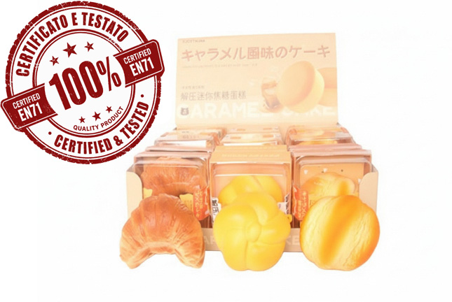 SQUISHY Croissant Set PU Slow Rise (Ricrescita Lenta) 7cm In Window box- 3ass – In espo da 18pz…x18…x216